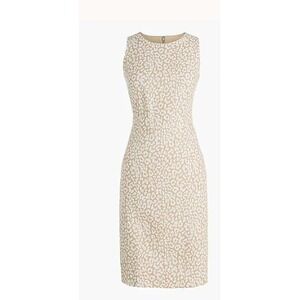 J.Crew‎ Basketweave Leopard Sheath Dress Size 12 Tan Beige Animal Print Cotton
